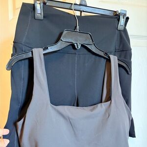 Crz yoga Black Active Leggings and Charcoal Tank Set